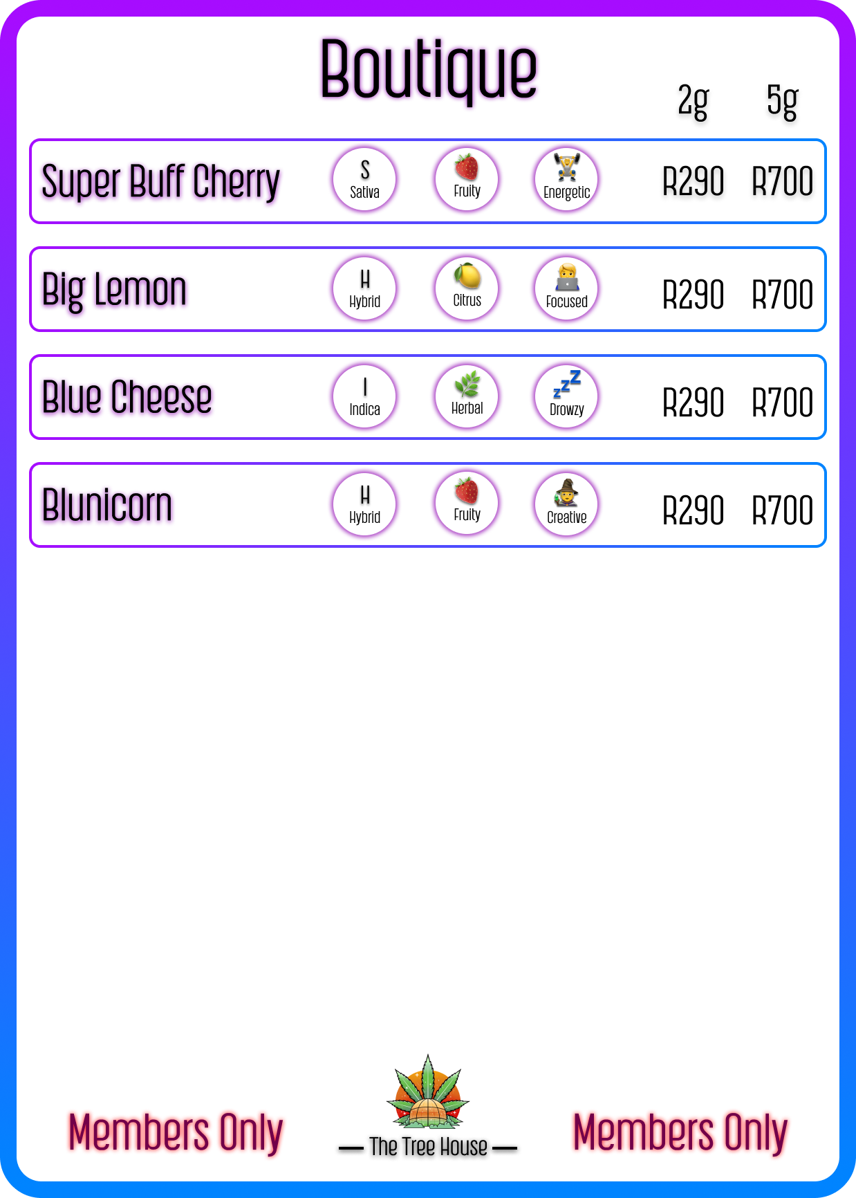 Boutique Menu